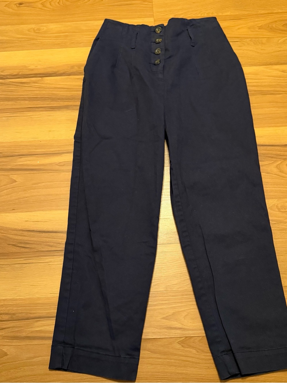 Boden Navy Button-Front High-Rise Chinos